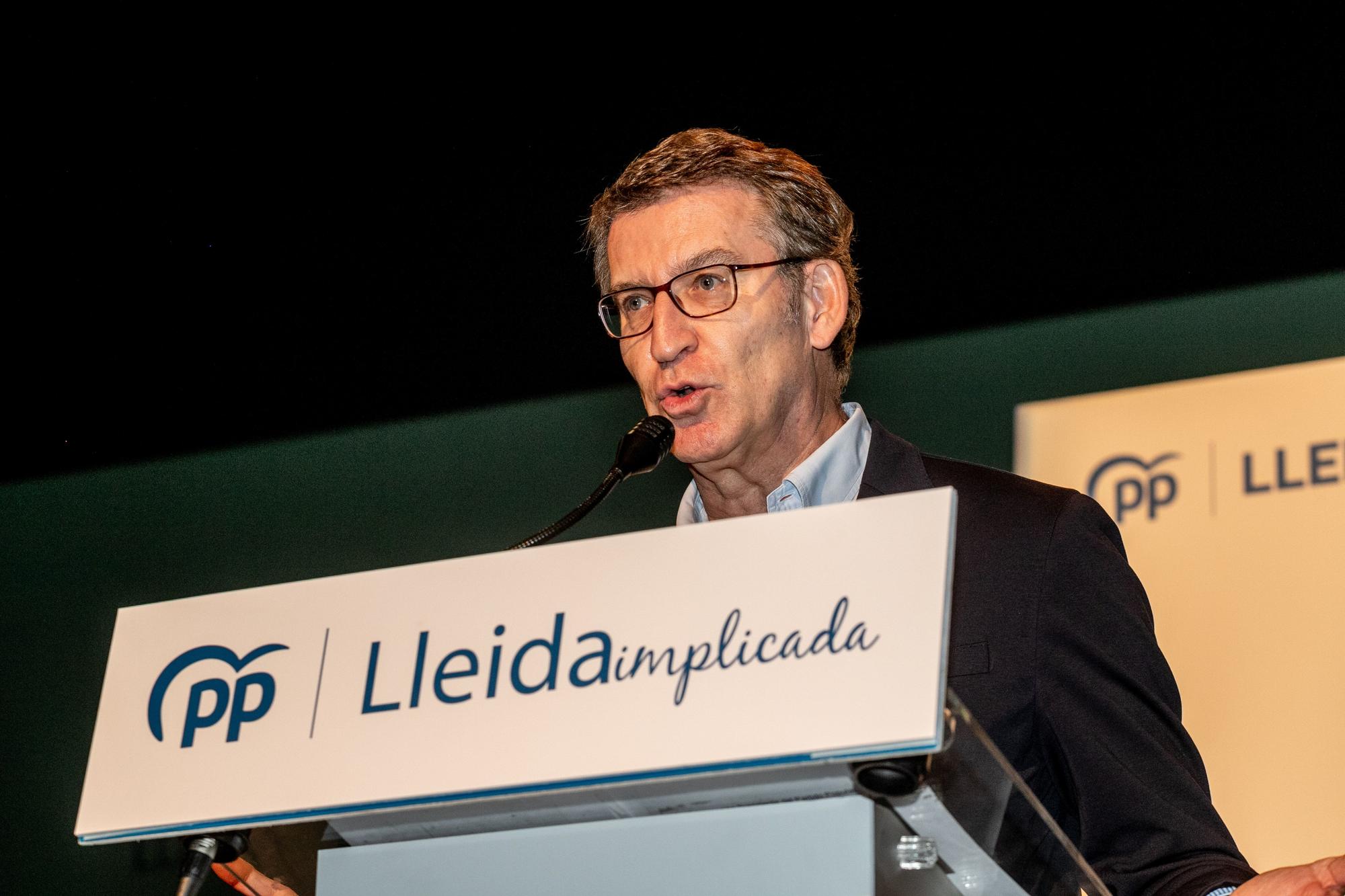 El líder del PP, Alberto Núñez Feijóo, en Lleida