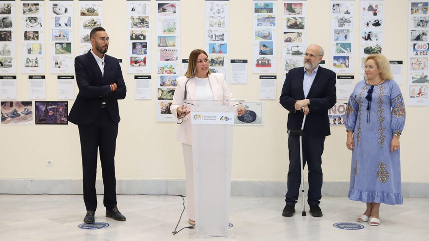 The Parliament of the Canary Islands shows more than 300 cartoons against the war in Ukraine
