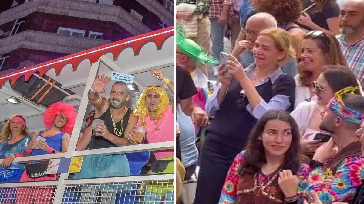 La Infanta Cristina y Alexia de Grecia en el Carnaval de Las Palmas de Gran Canaria