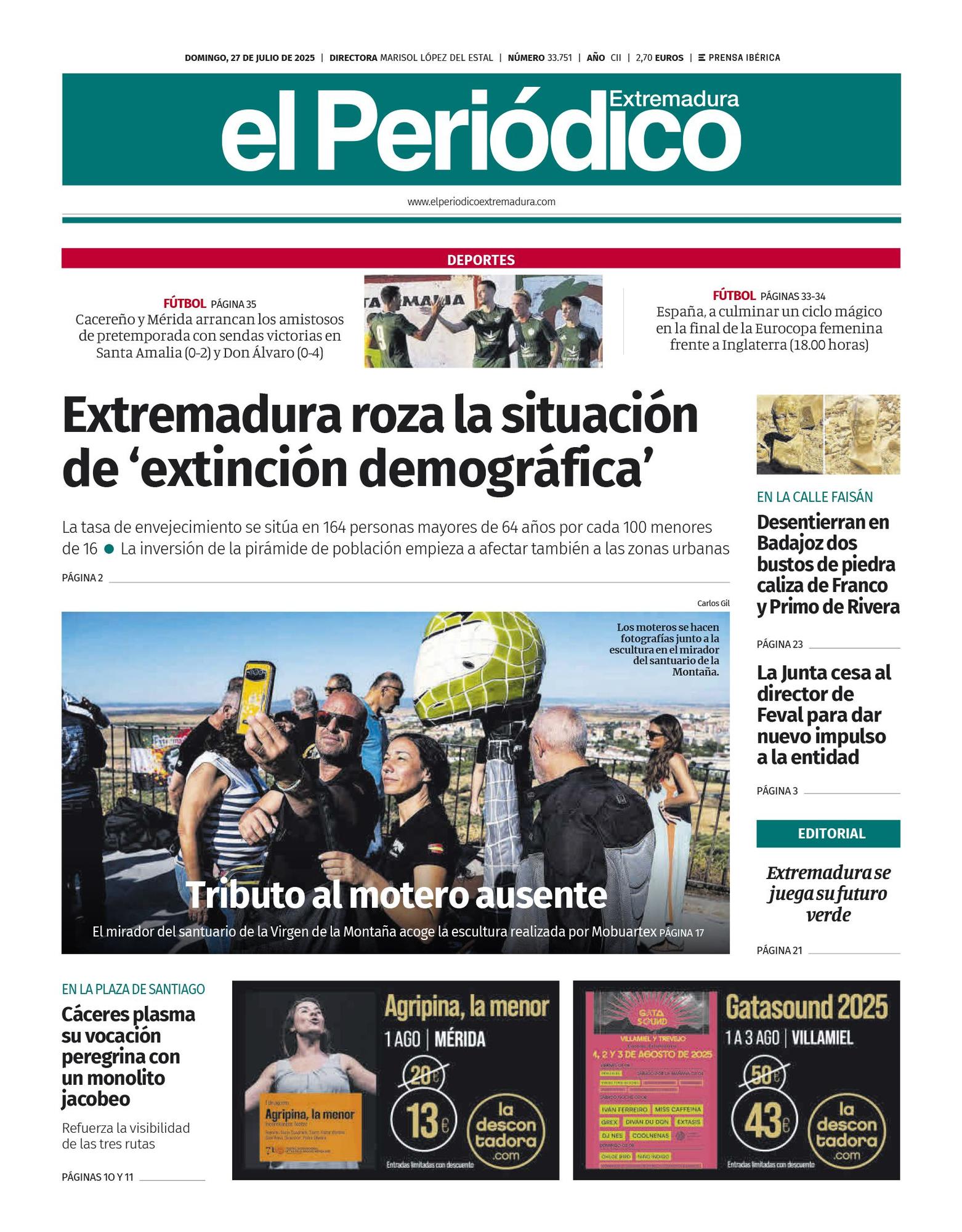 Consulta la portada correspondiente al día 27 de julio de 2025