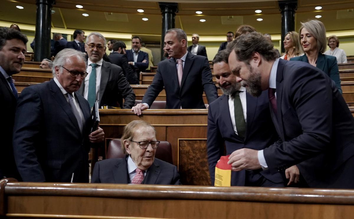 Moción de censura de Vox, contra el Gobierno de Pedro Sánchez, con el economista Ramón Tamames como candidato. FOTO JOSÉ LUIS ROCA