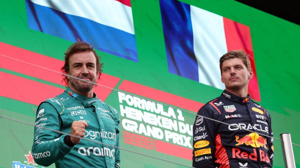 Alonso y Verstappen, en el podio de Zandvoort