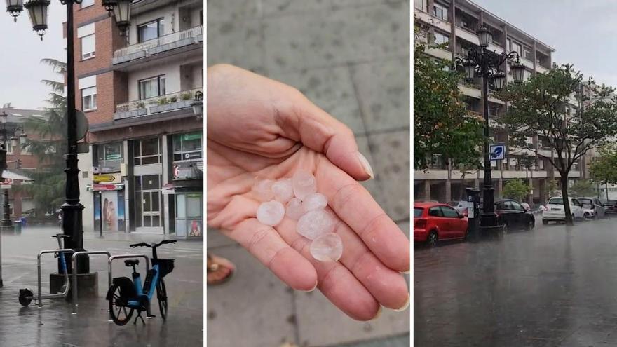 Tormenta veraniega sobre Asturias: cae granizo en forma de pedruscos sobre Oviedo y los rayos causan al menos tres incendios en Boal, Villayón y Salas