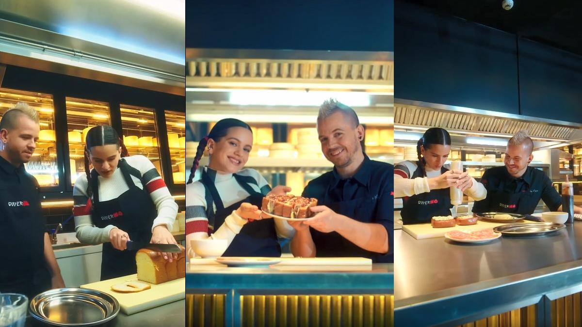Imágenes del Dabiz y Rosalía durante el cocinado de Motoumami.