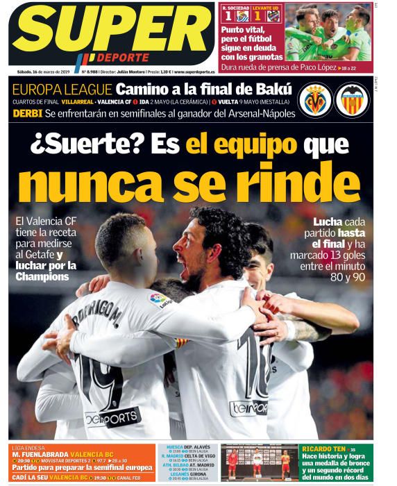 Portada SUPERDEPORTE sábado 16 marzo 2019