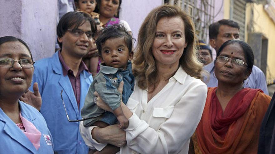 Valerie Trierweiler en su visita a Bombay