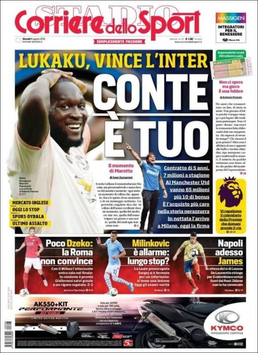 Portada Corriere dello Sport 8 de Agosto de 2019