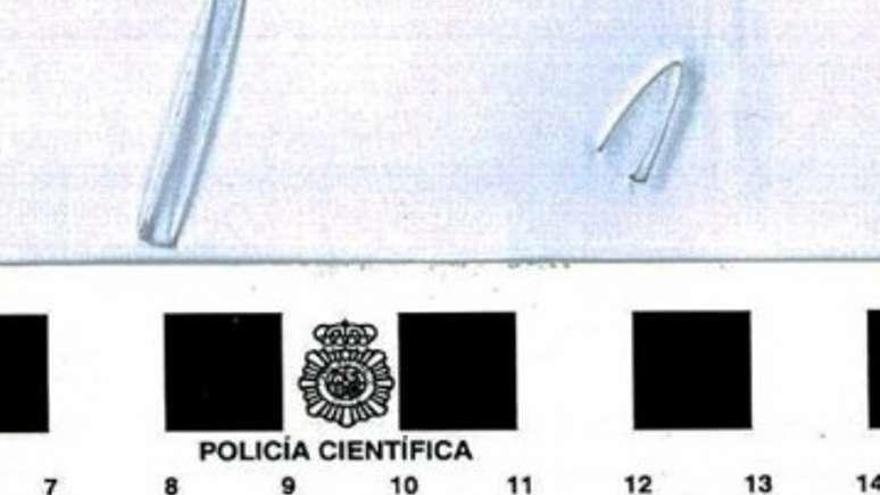 Varios testigos de plástico recogidos por la Policía Científica.