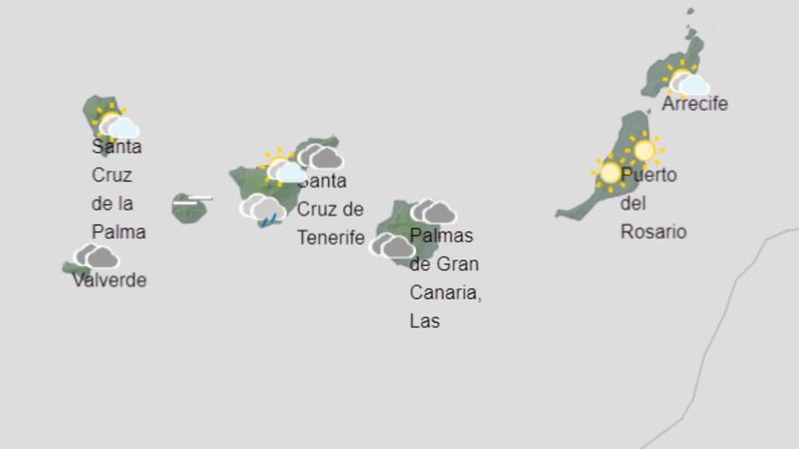 Predicción de la Aemet para este lunes en Canarias.