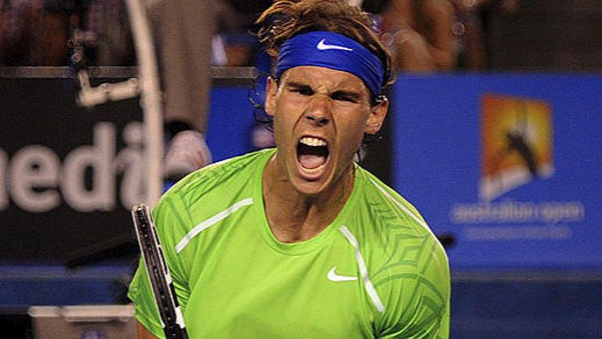 Rafa Nadal celebra un punto durante su partido ante Berdych.