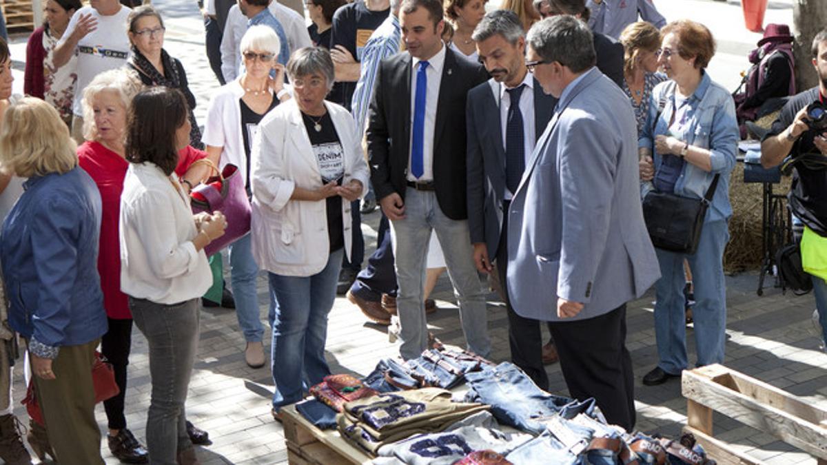 El alcalde de Terrassa, Jordi Ballart, en la inauguración del Denim Shop Art