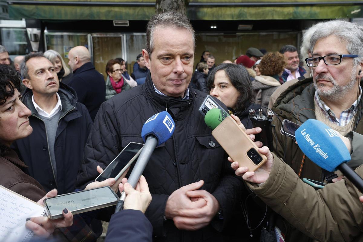 Marcelino Marcos, durante la protesta contra el acuerdo de Mercosur, en Oviedo.