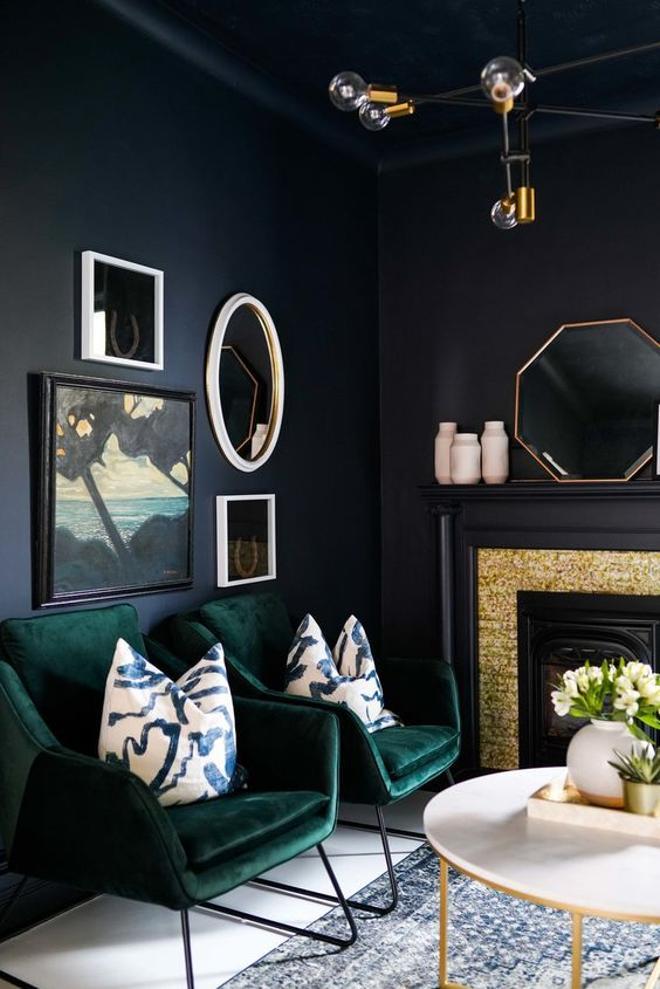 Terciopelo, negro y verde para decorar tu casa con un toque de lujo