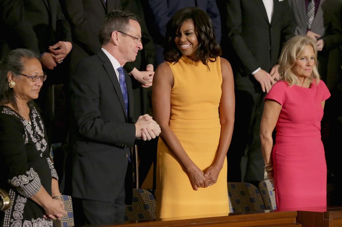 Michelle Obama con vestido de Narciso Rodríguez