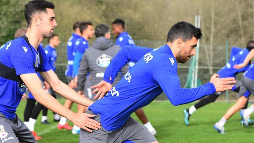 Sabin y Bóveda, en un entrenamiento en Abegondo.