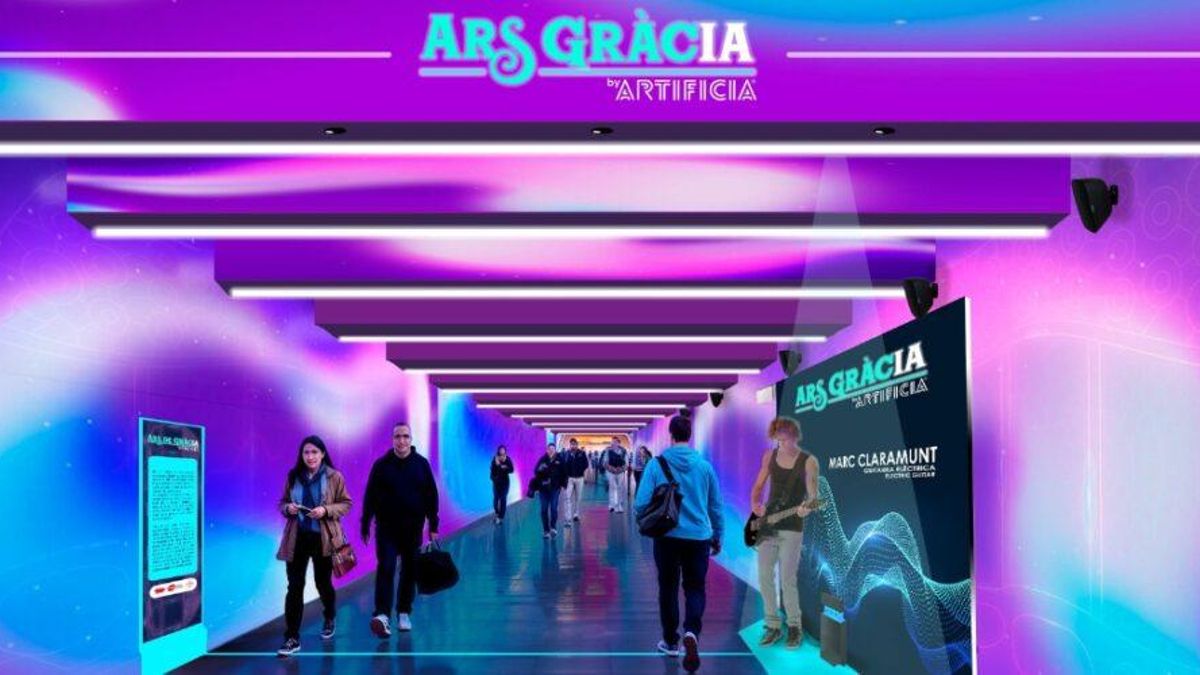 Recreación del pasillo intercambiador del metro de paseo de Gràcia.