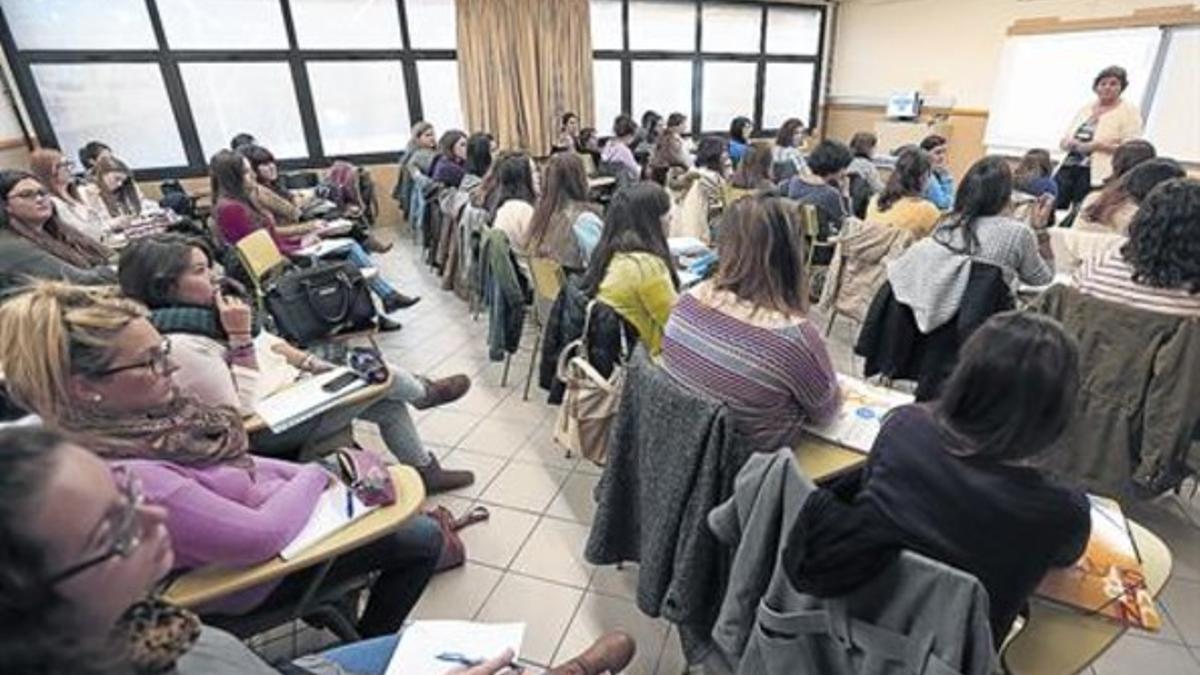 Aspecto de una clase en la facultad de Formació del Professorat de la Universitat de Barcelona (UB), el pasado noviembre.