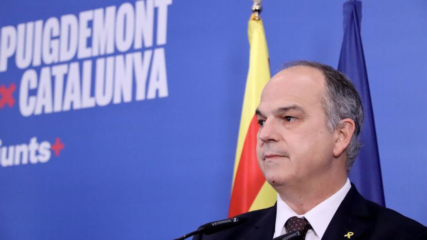 El secretari general de Junts, Jordi Turull, fa una declaració institucional a Argelers