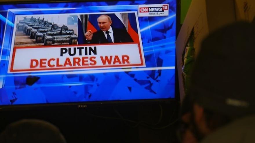 Imagen de televisión de la guerra de Ucrania.