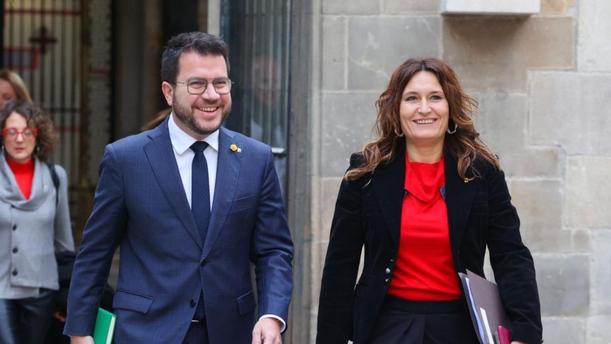 El president del Govern, Pere Aragonès, i Laura Vilagrà