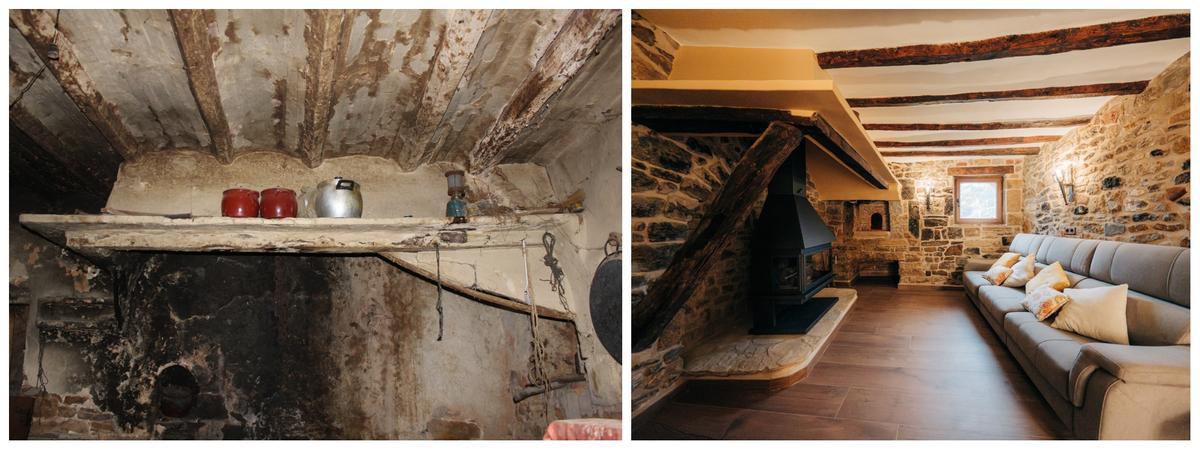 Antes y después de la chimenea.