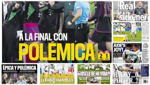 La polémica remontada del Madrid, en las portadas de hoy