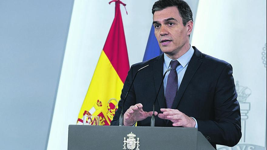 Pedro Sánchez, en la rueda de prensa de ayer.