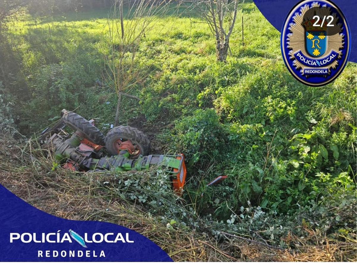 Estado en el que quedó el tractor accidentado.