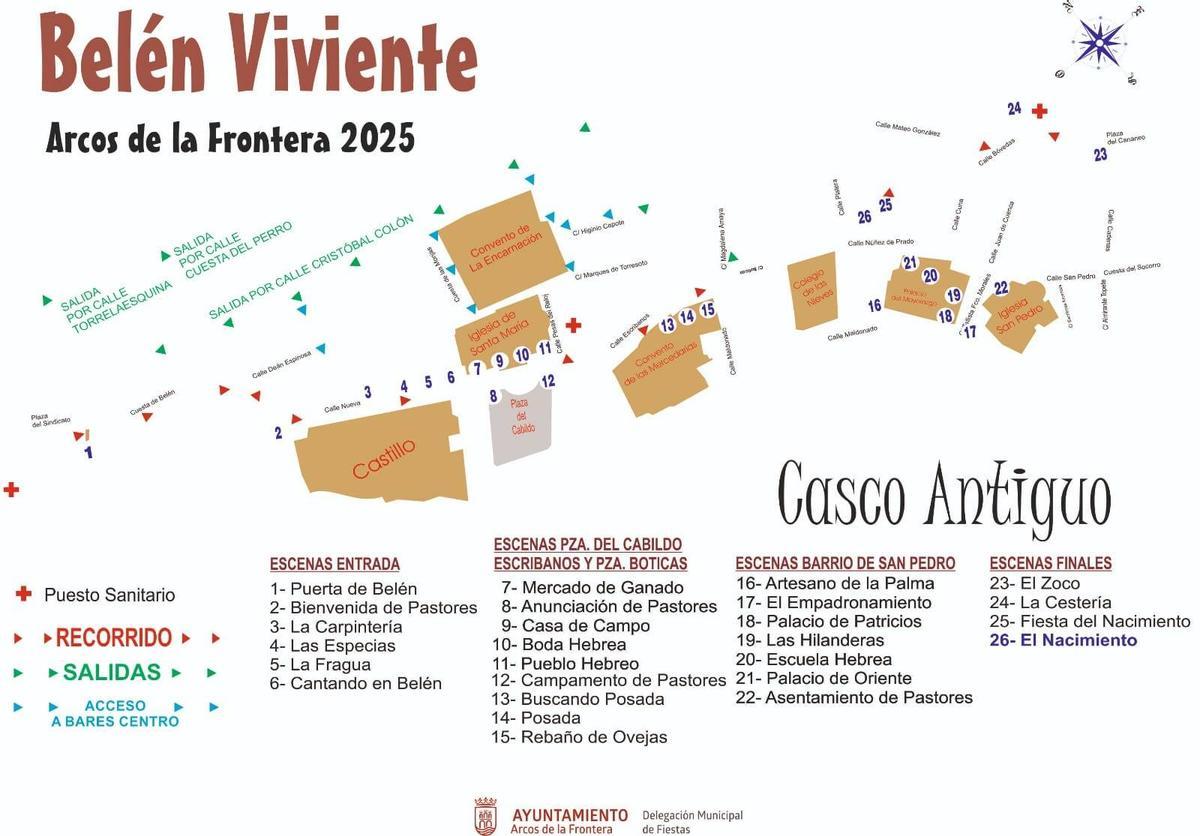 Mapa del Belén viviente de Arcos de la Frontera