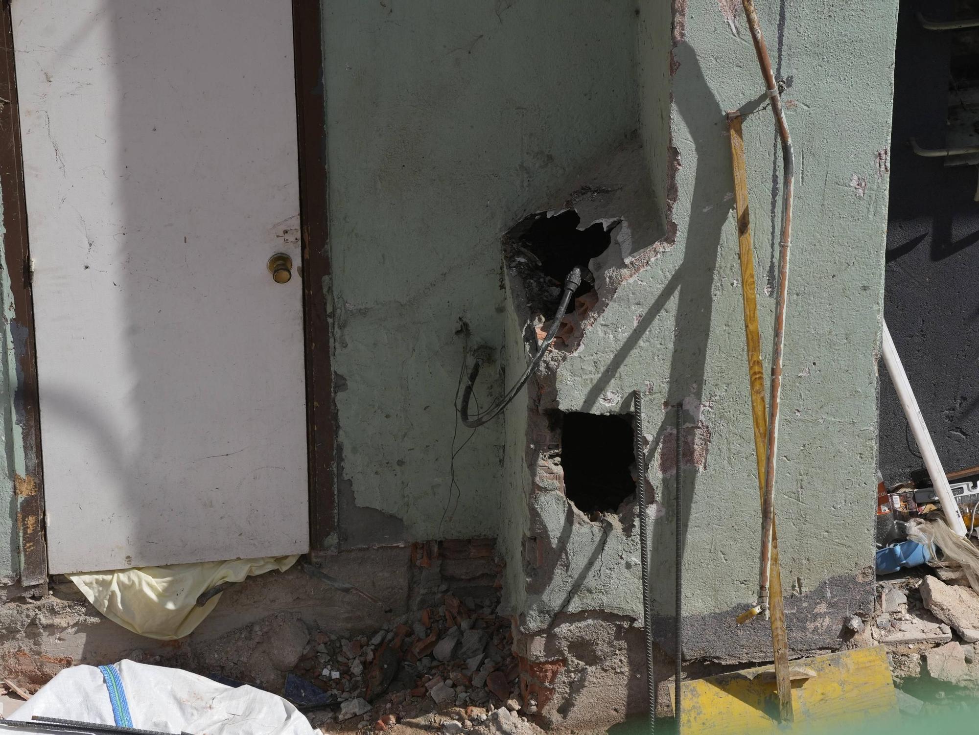 Estado de las casas tras el derrumbe del muro de Rabiche