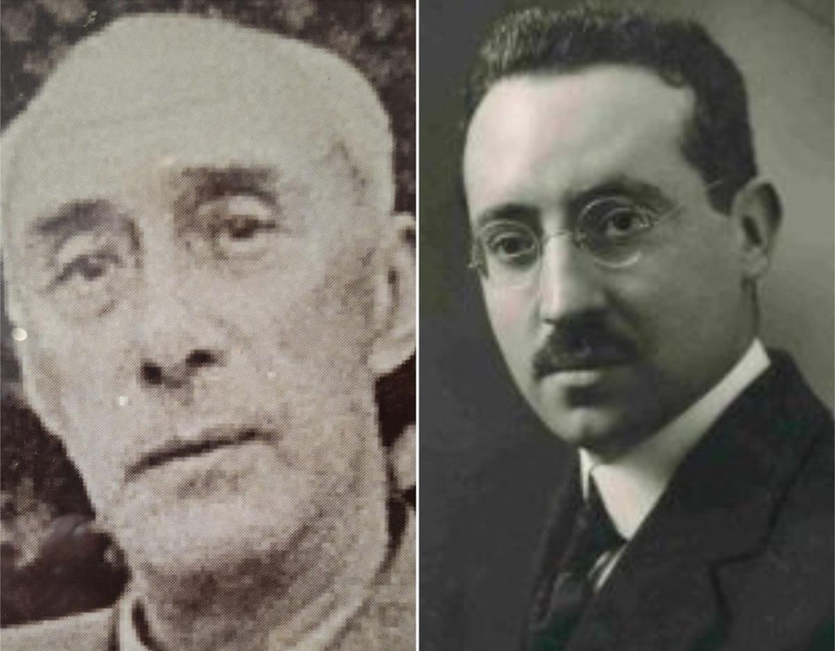 La izquierda, Óscar Boán Callejas, en la foto que se conserva en el cuadro de alcaldes del Concello de Cangas. A la derecha, el científico y rector de la Universitat de València, Joan Baptiste Peset Aleixandre, que fue fusilado en 1941 tras un consejo de guerra presidido por el exalcalde de Cangas.
