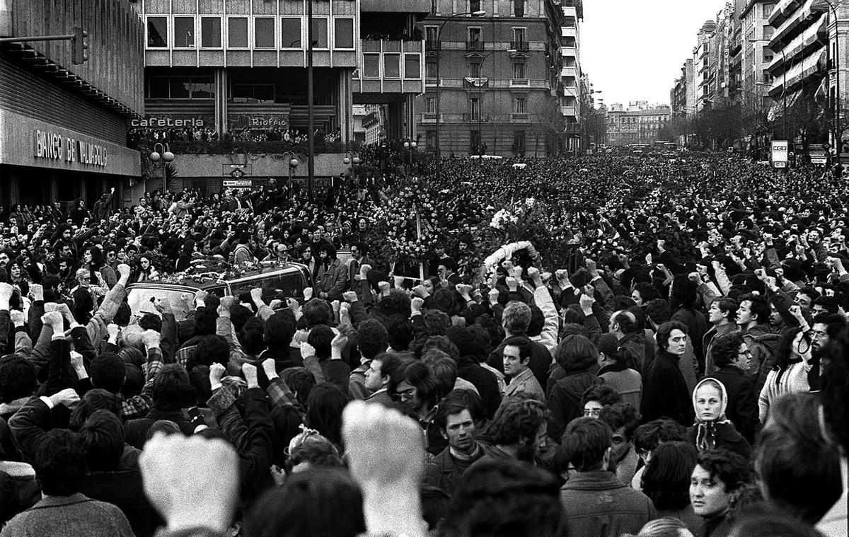 Cortejo fúnebre de los abogados de Atocha.