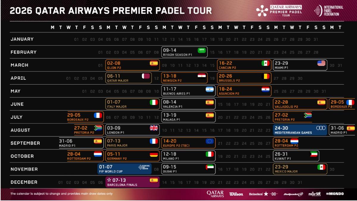 Premier Padel presenta un denso calendario para el próximo año