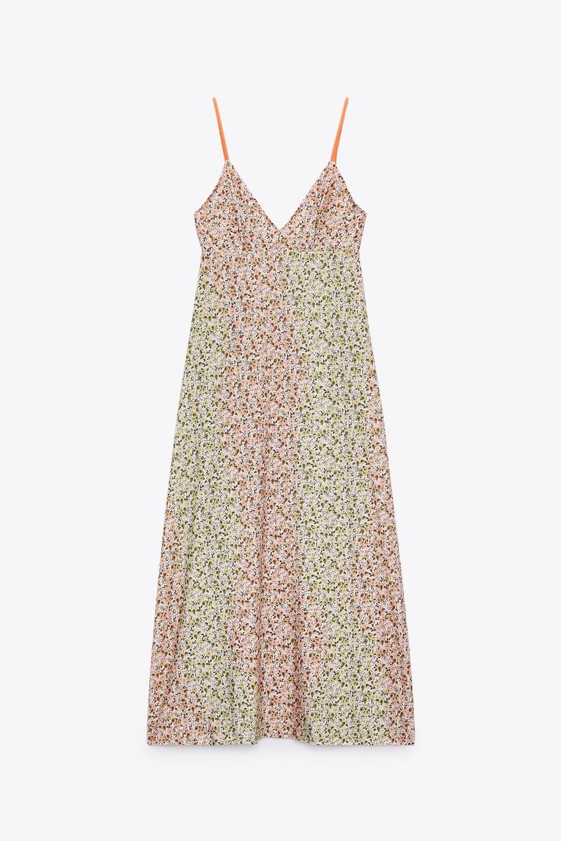 Vestido lencero de flores de Zara