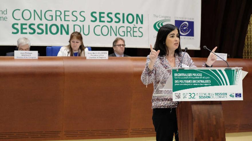 Carolina Darias, durante su intervención en el Congreso de Autoridades.