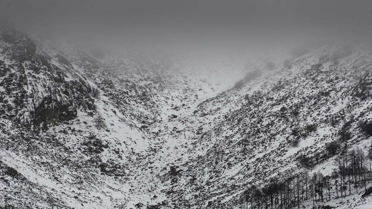 La nieve continúa en la zona de Hervás, aunque el deshielo comienza.