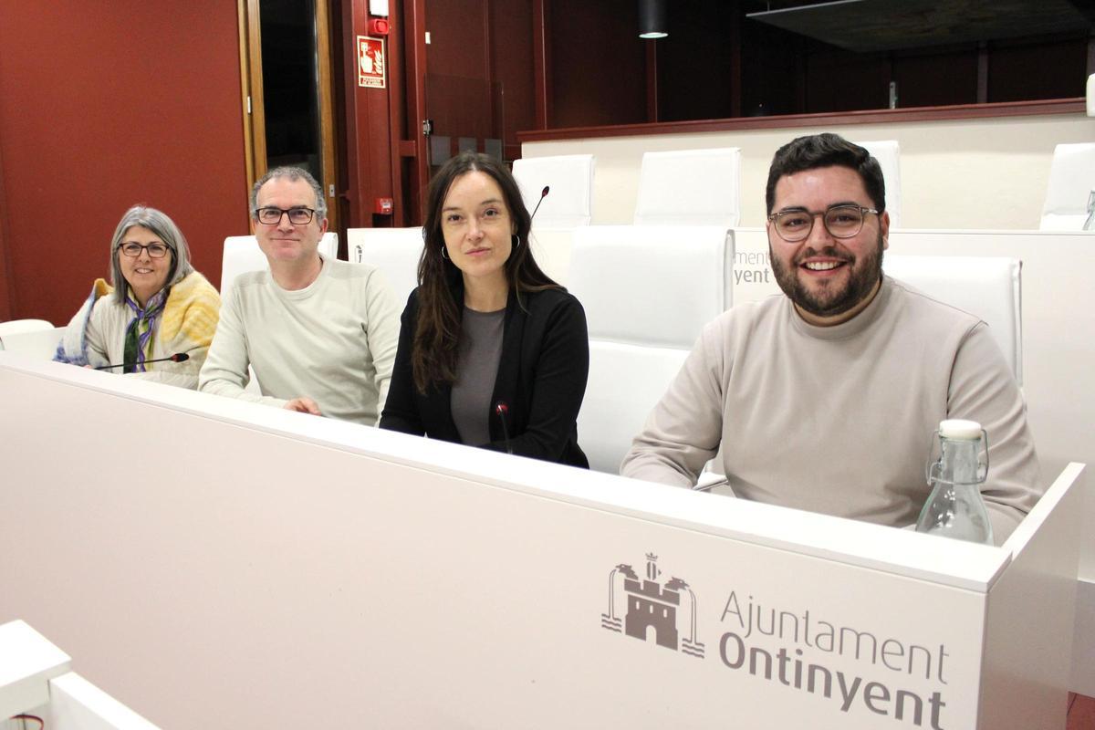 Calabuig, Moreno, Portero y Gandia, regidores de Compromís per Ontinyent, en un pleno.