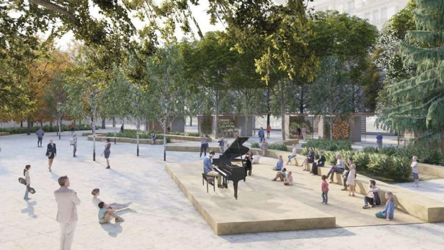 El arquitecto de la plaza del Ayuntamiento propone un jardín de esculturas frente de Correos