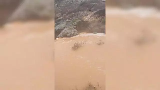 La lluvia de la borrasca Emilia corre por El Mojón, en Lanzarote