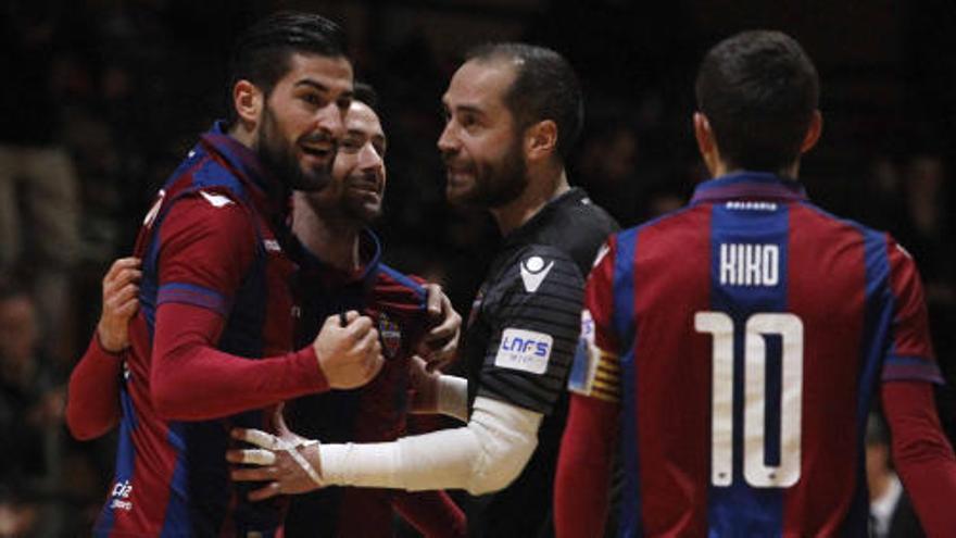 Celebración de uno de los goles del Levante UD FS