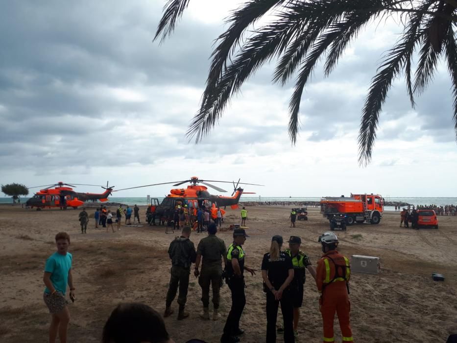 Simulacro accidente helicóptero en la playa del Port de Sagunt