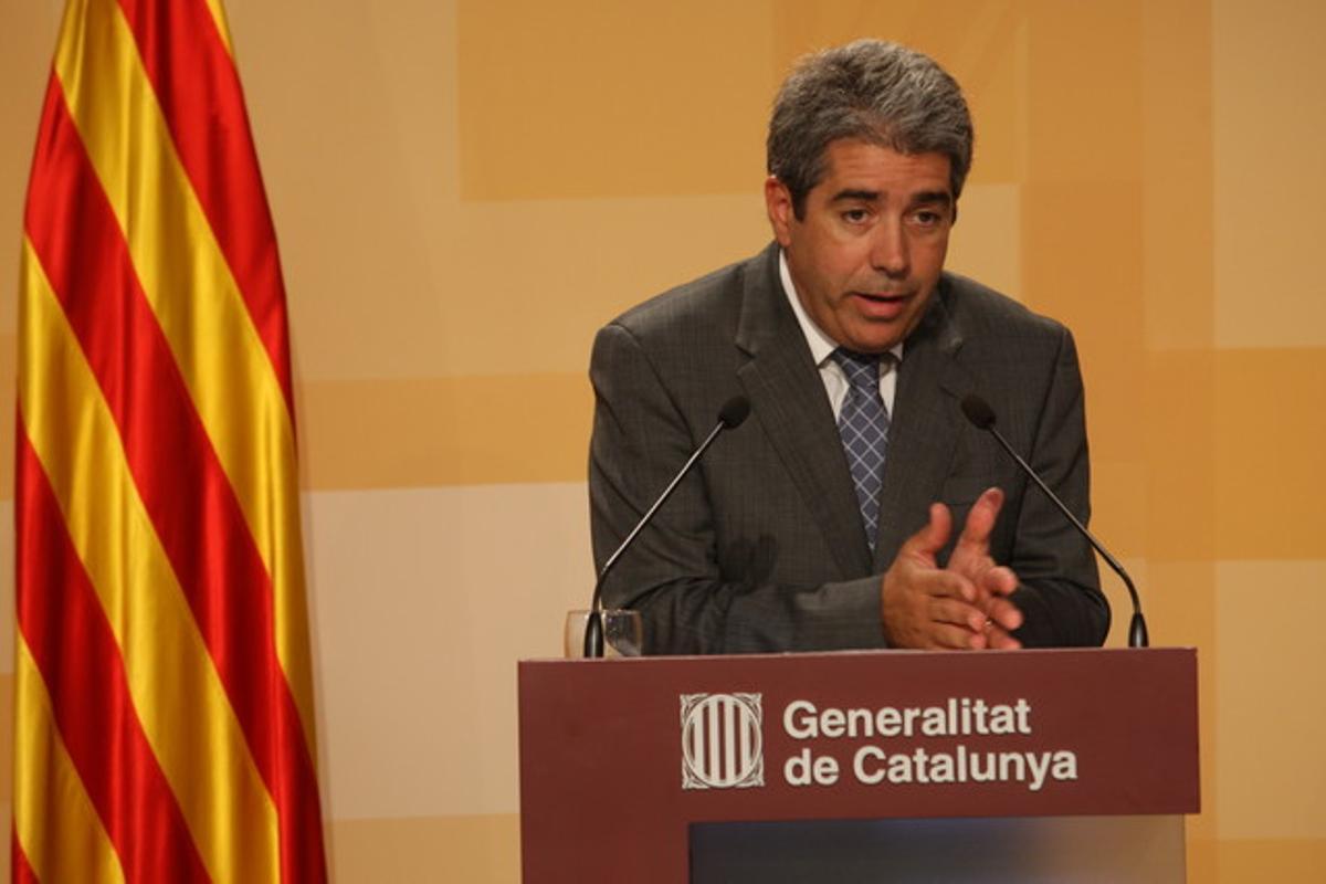 El portaveu de la Generalitat, Francesc Homs, durant una roda de premsa, el 4 de setembre.