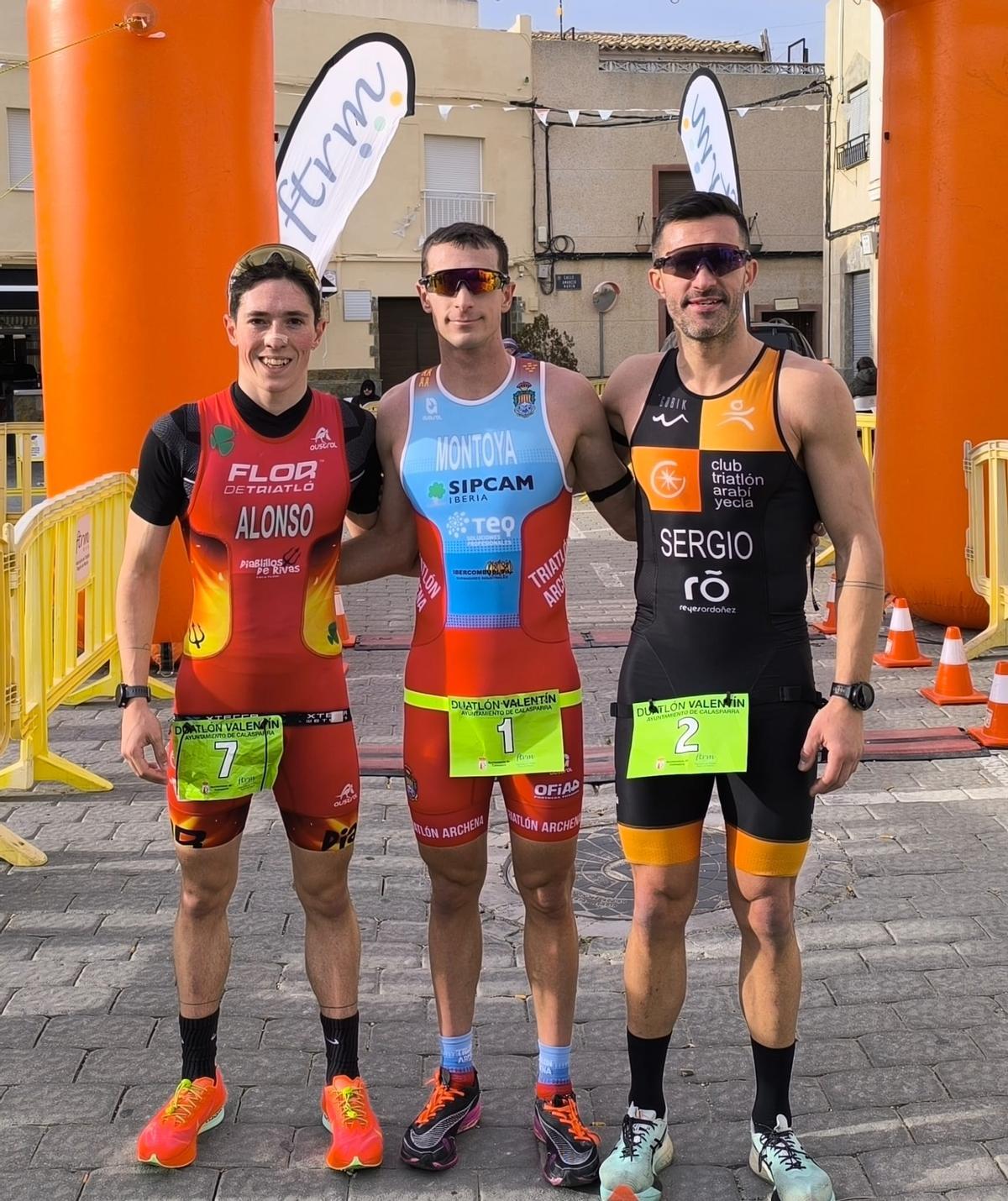 Oriol Alonso, Jesús Montoya y Sergio Andrés, los mejores hombres en el Duatlón de Calasparra
