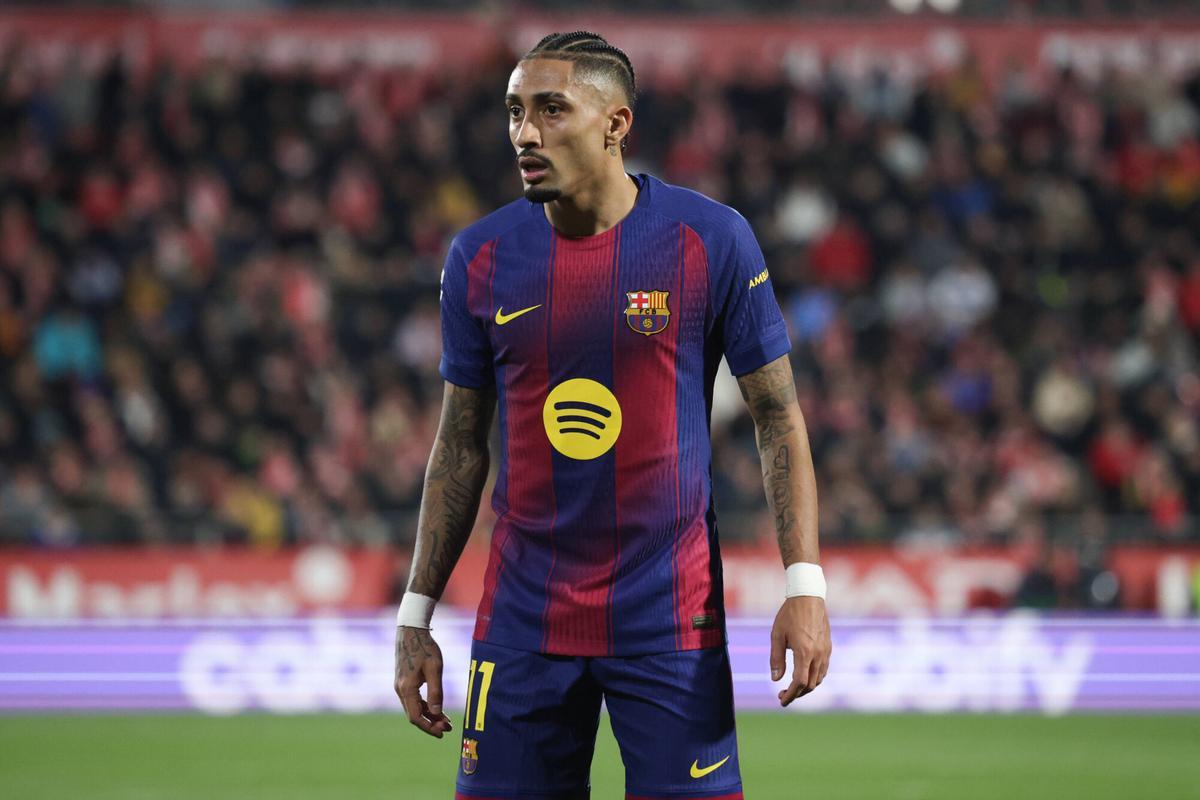 Raphinha, en el Girona-Barça en Montilivi.