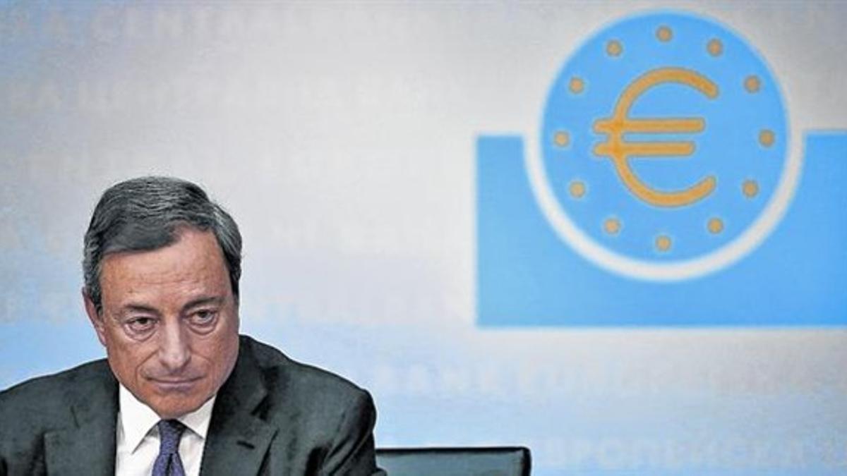 Mario Draghi, presidente del BCE, durante una rueda de prensa en Fráncfort.