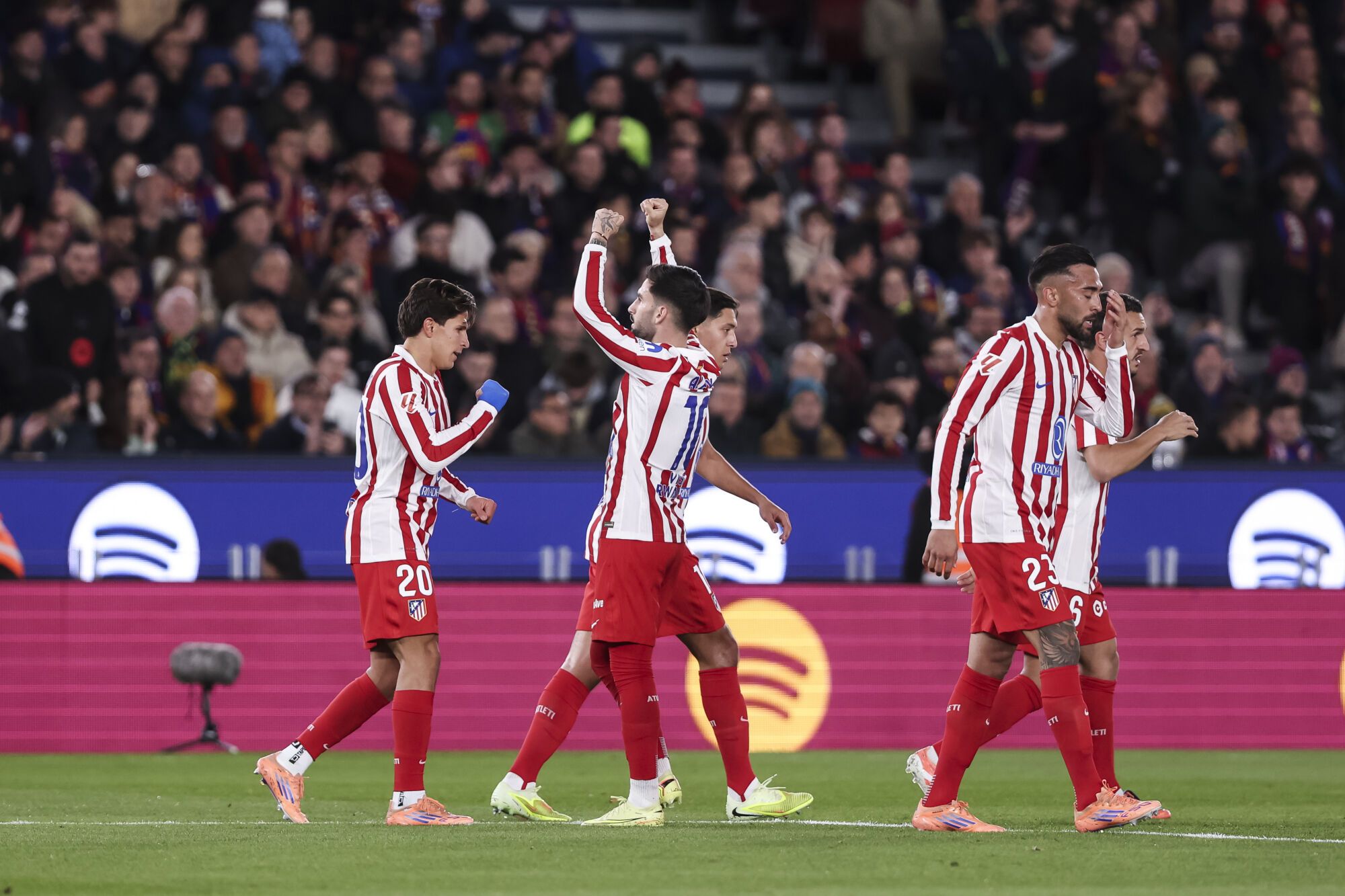 Alex Baena of Atletico de Madrid celebrates a goal during the Spanish league, La Liga EA Sports, football match played between FC Barcelona and Atletico de Madrid at Spotify Camp Nou stadium on December 02, 2025 in Barcelona, Spain. AFP7 02/12/2025 ONLY FOR USE IN SPAIN. Javier Borrego / AFP7 / Europa Press;2025;SPORT;ZSPORT;SOCCER;ZSOCCER;FC Barcelona v Atletico de Madrid - La Liga EA Sports;