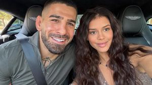 Ilia Topuria y Giorgina Uzcategui, tras el combate ante Oliveira