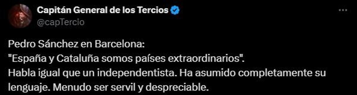 Comentario en contra de Pedro Sánchez en la red social X.