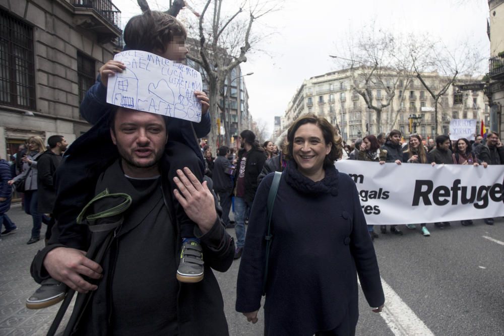 Manifestación para pedir la acogida de refugiados en Barcelona