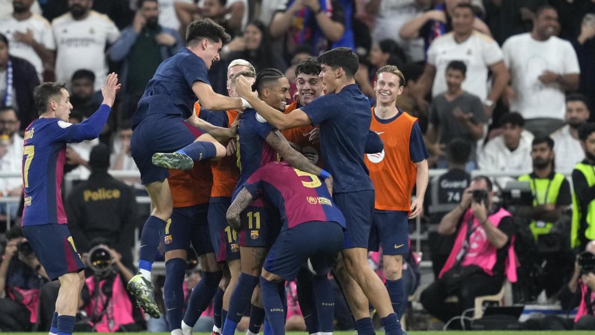 Así celebraron el gol de Raphinha en la final de la Supercopa